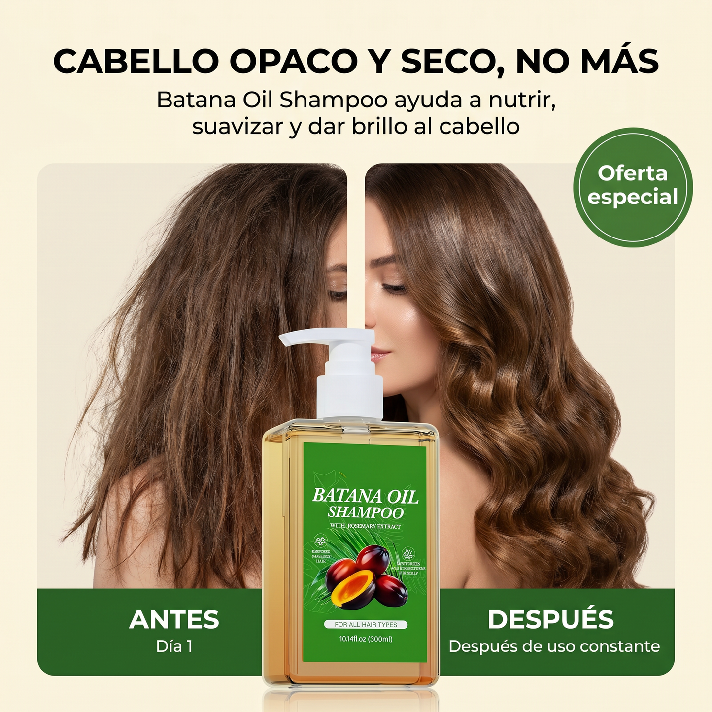Batana Oil Shampoo- nutre y revitaliza tu cabello, dejándolo más suave y brillante.