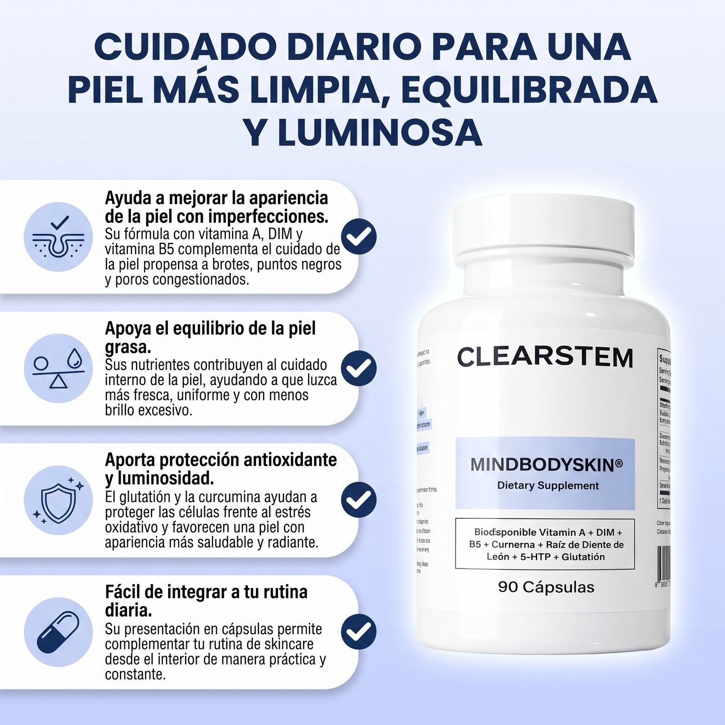 Clearstem- Suplemento para el cuidado integral de la piel