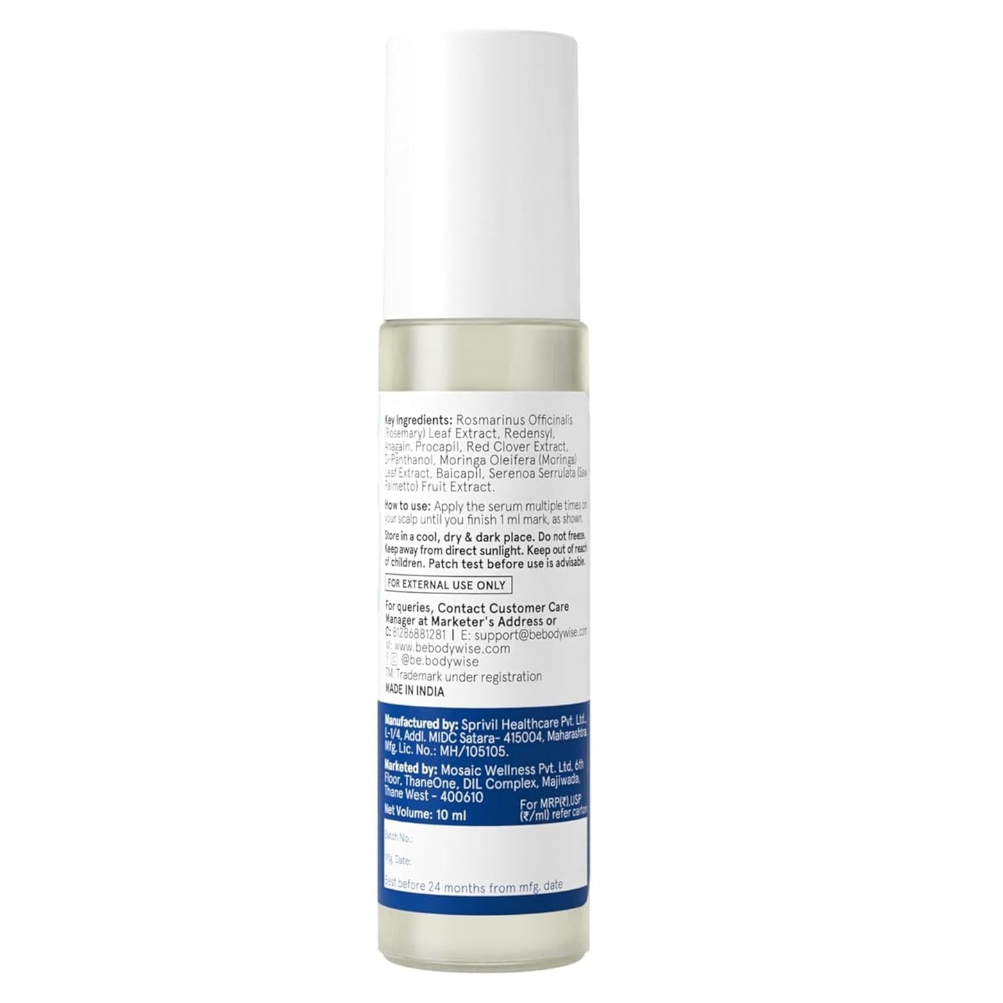 BodyWise Roll on - Suero para el crecimiento del cabello