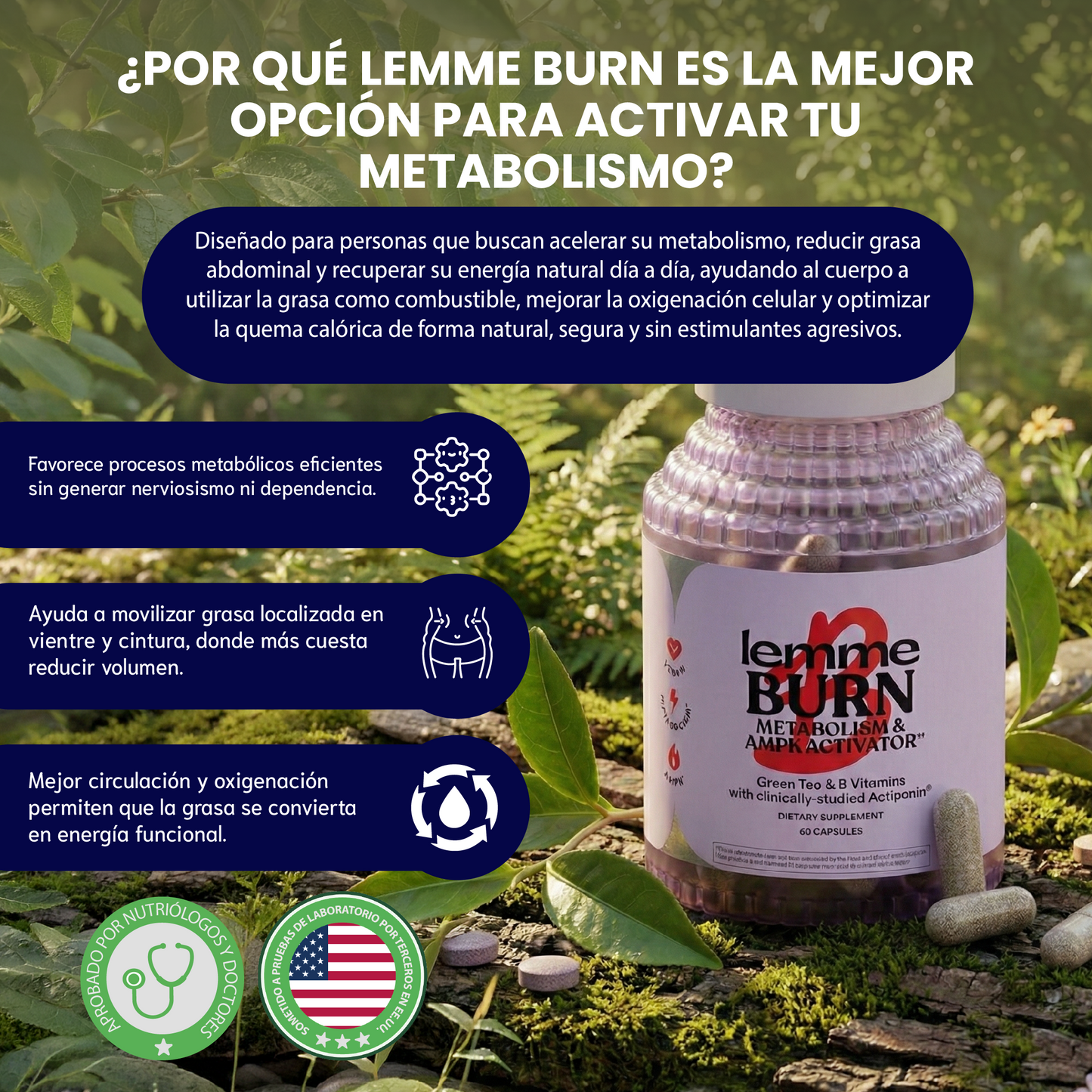 Lemme Burn - Suplemento para el metabolismo, quema de grasa abdominal.