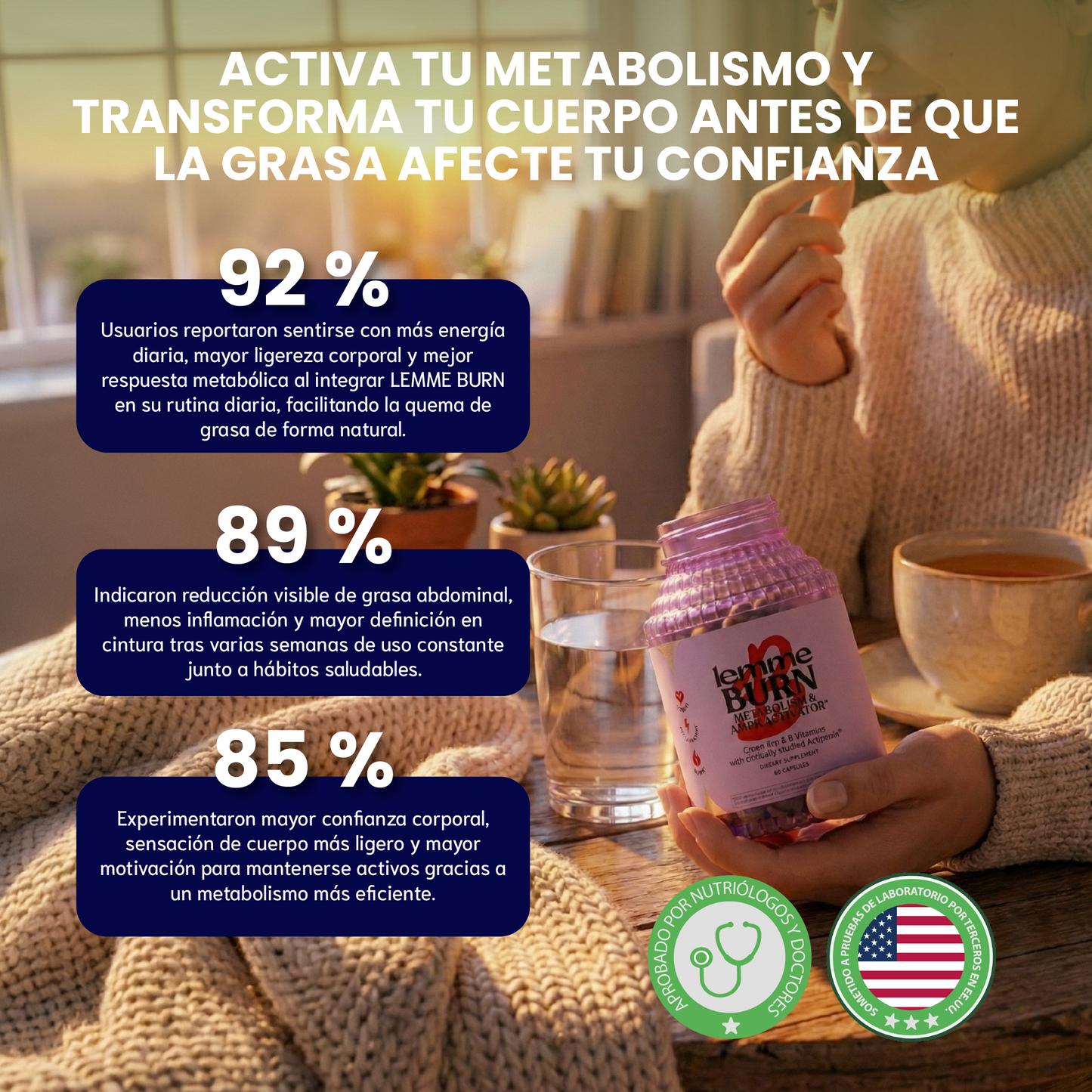 Lemme Burn - Suplemento para el metabolismo, quema de grasa abdominal.