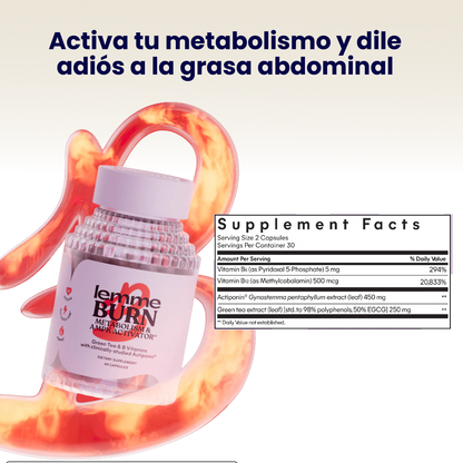 Lemme Burn - Suplemento para el metabolismo, quema de grasa abdominal.