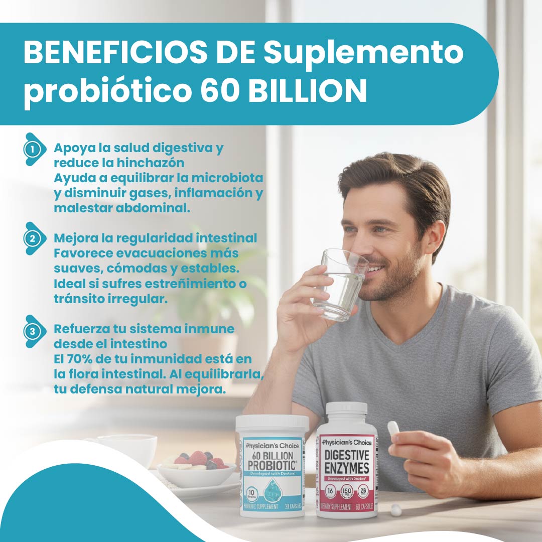 Suplemento probiótico -Apoya tu salud digestiva y del intestino de forma confiable.