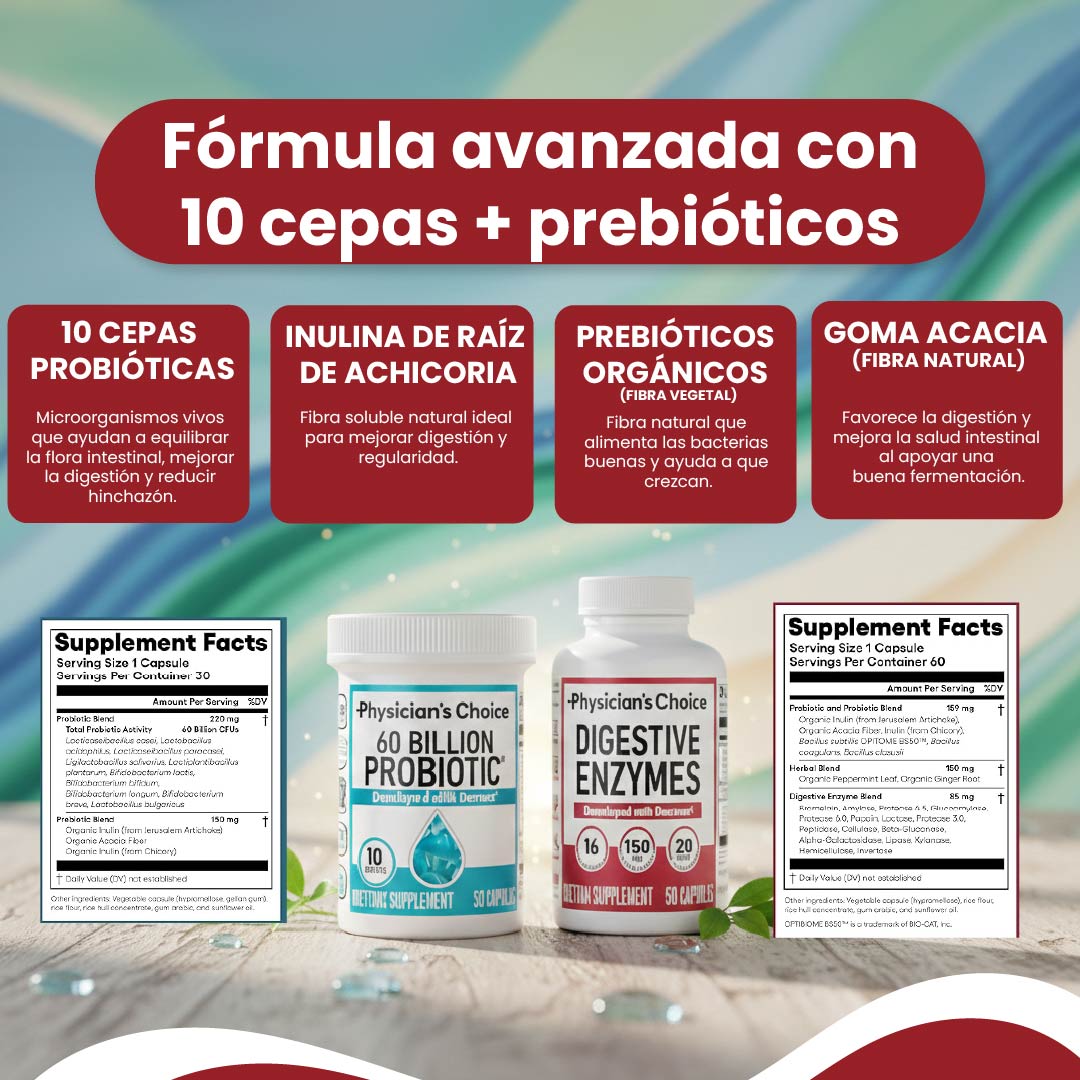 Suplemento probiótico -Apoya tu salud digestiva y del intestino de forma confiable.
