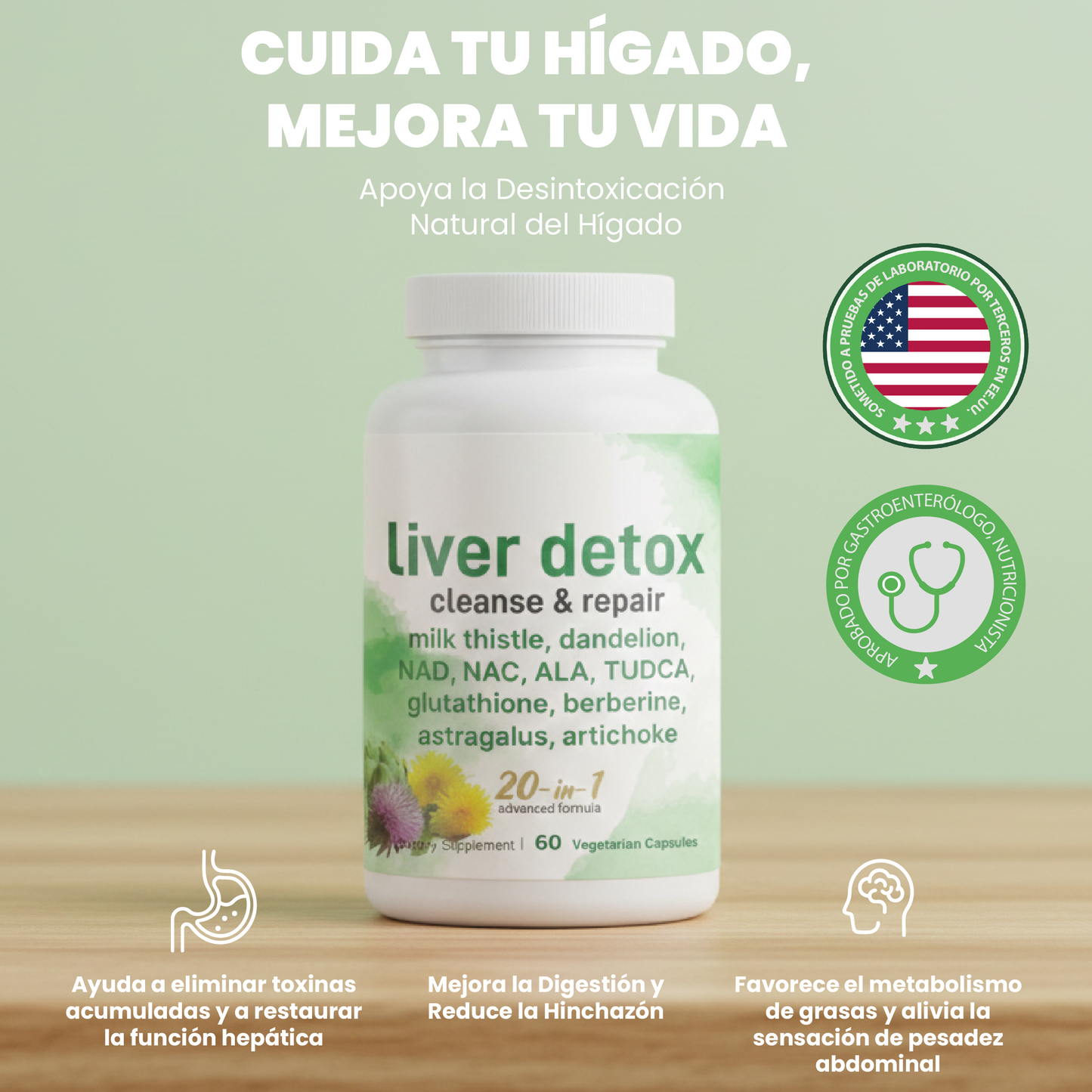 Liver Detox Capsules- Depura tu cuerpo y reactivar tu energía natural.