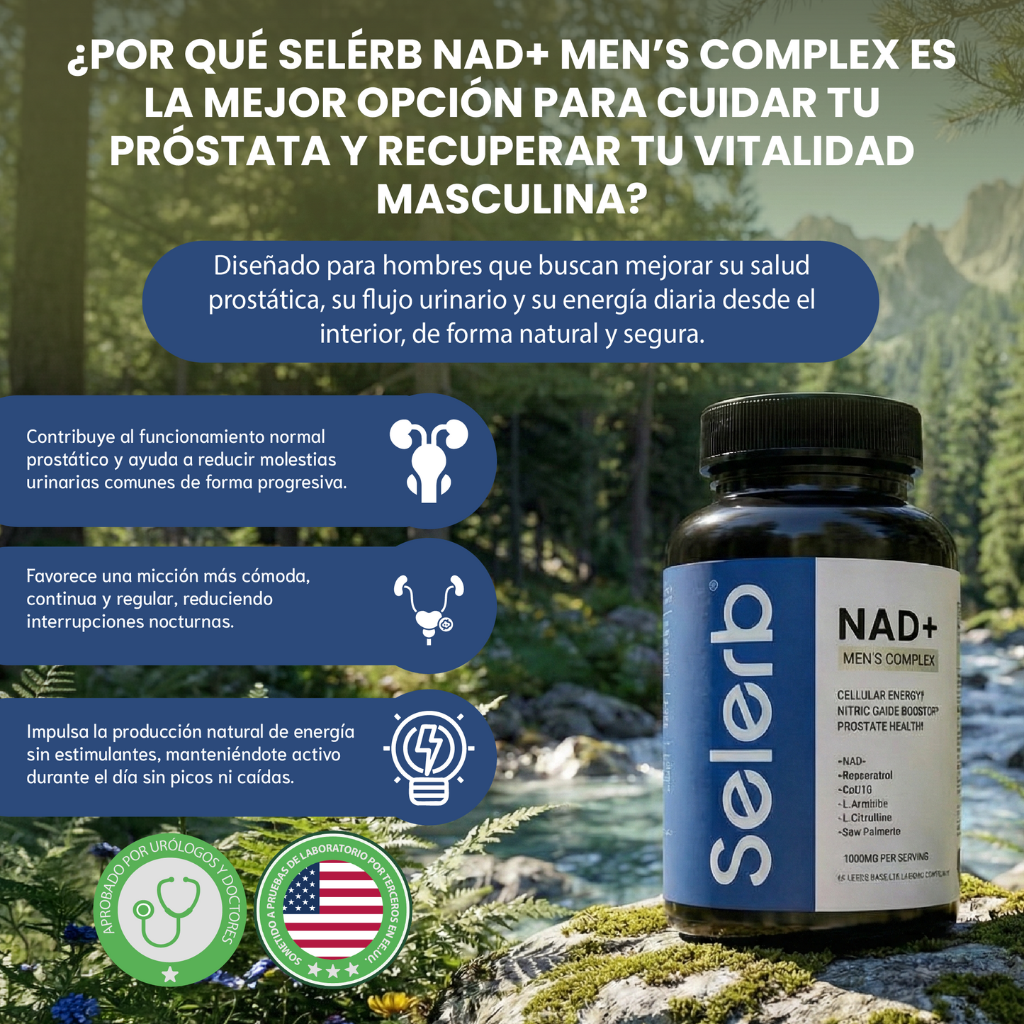 Complejo Nad+ Hombre - Apoyo para la prostática, circulación y vitalidad masculina.