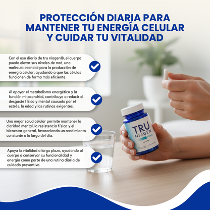 Tru Niagen- Suplemento NAD para la función cerebral, antienvejecimiento y regeneración celular.