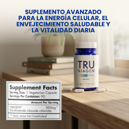 Tru Niagen- Suplemento NAD para la función cerebral, antienvejecimiento y regeneración celular.